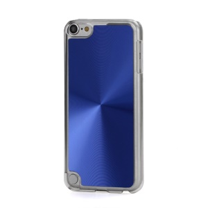 Metallic CD Pattern Transparent Edge Hard Case Cover Skin for iPod Touch 5 - Dark Blue