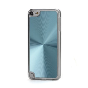 Metallic CD Pattern Transparent Edge Hard Case Cover Skin for iPod Touch 5 - Light Blue