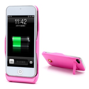 1500mAh Backup Power External Battery Charger Case Stand for iPod Touch 5 - Pink