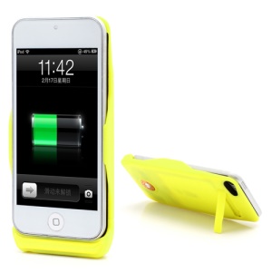 1500mAh Backup Power External Battery Charger Case Stand for iPod Touch 5 - Yellow