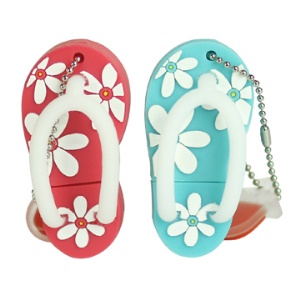 Stylish Flip-flop Slipper Silicon USB Flash Disk, 2/4/8/16/32GB Available