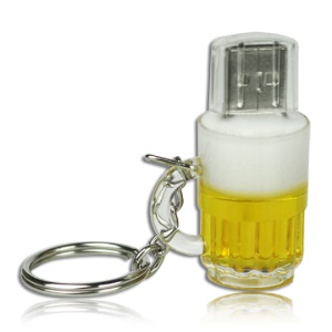 Cool Beer Cup USB Flash Disk with Keychain, 2/4/8/16GB Available