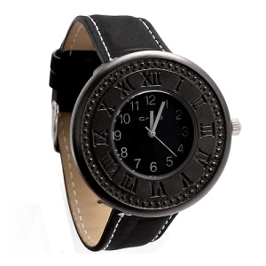 Retro Leather Band Lovers Couple Watch Wristwatch for Men - Grey Dial