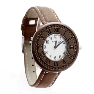Classic Leather Band Lovers Couple Watch Wristwatch for Women - Brown Dial
