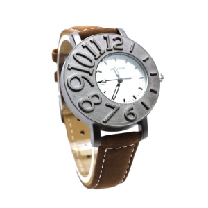 Stylish Mumber Design Aluminium Alloy Lovers Couple Watch Wristwatch for Men - Brown