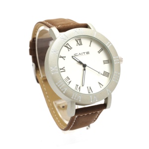 Retro Leather Strap Couple Watch Lovers Gift Wristwatch for Men - Brown
