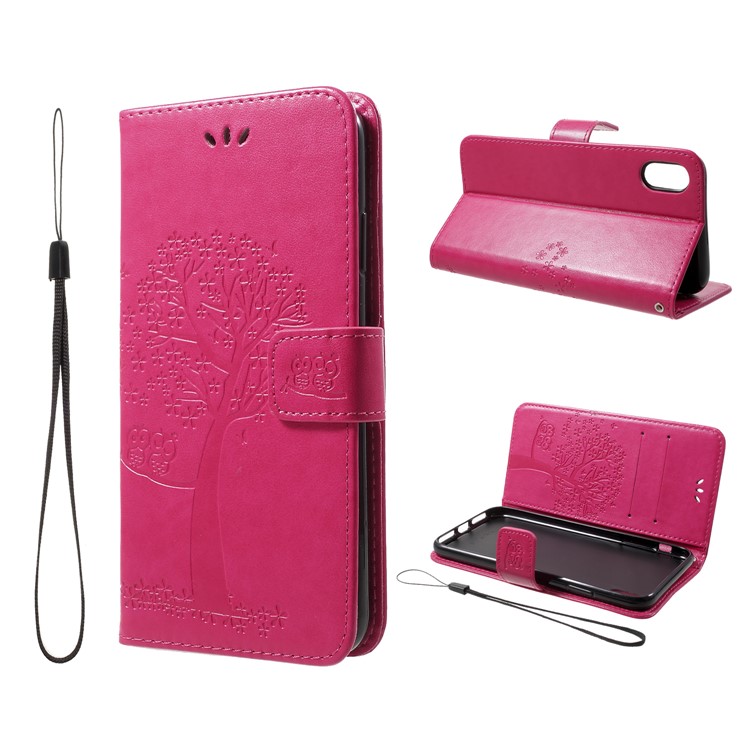 For iPhone XR 6.1 inch Imprint Tree Owl Wallet Stand Leather Phone Case with Lanyard - Rose
For iPhone XR 6.1 inch Imprint Tree Owl Wallet Stand Leather Phone Case with Lanyard - Rose