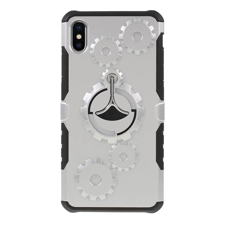 Механическая Шестерня PC + TPU Гибридная Подставка Для Iphone 9 Плюс 6,5 Дюймов - Серебряный