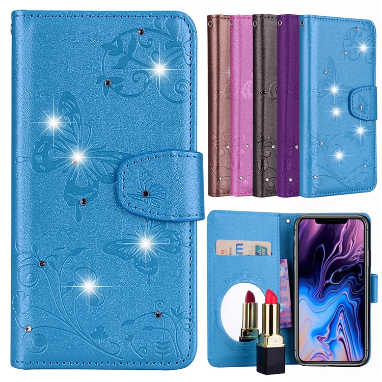 Imprinted Butterfly Flower Pattern Rhinestone Decoration Wallet Leather Shell with Mirror for iPhone XS Max 6.5 inch - Blue
Imprinted Butterfly Flower Pattern Rhinestone Decoration Wallet Leather Shell with Mirror for iPhone XS Max 6.5 inch - Blue