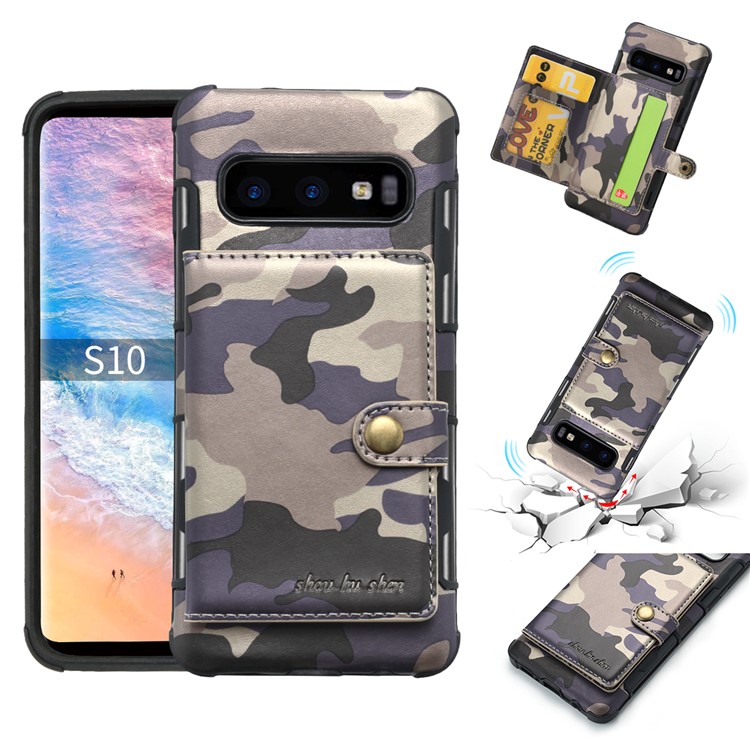SHOUHUSHEN Card Holder Phone Accessory Case for Samsung Galaxy S10 Camouflage Leather Coated PC TPU Cover - Purple, Galaxy S10
SHOUHUSHEN Card Holder Phone Accessory Case for Samsung Galaxy S10 Camouflage Leather Coated PC TPU Cover - Purple, Galaxy S10