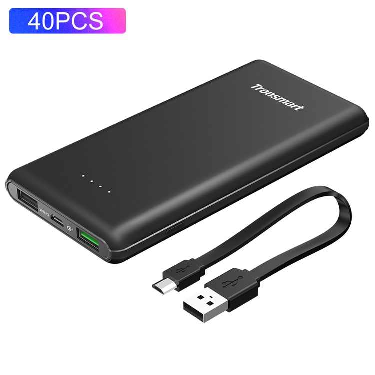 40Pcs/Set TRONSMART PBT10 Presto 10000mAh Portable Charger with Quick Charge 3.0 and VoltiQ - Black