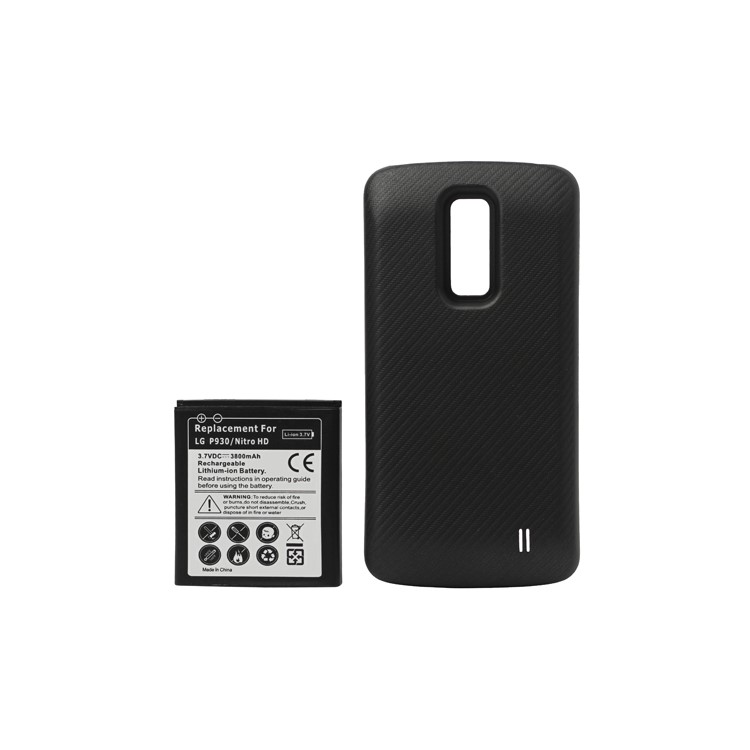 LG Nitro HD P930 Extended Battery Replacement with Battery Door Cover 3800mAh