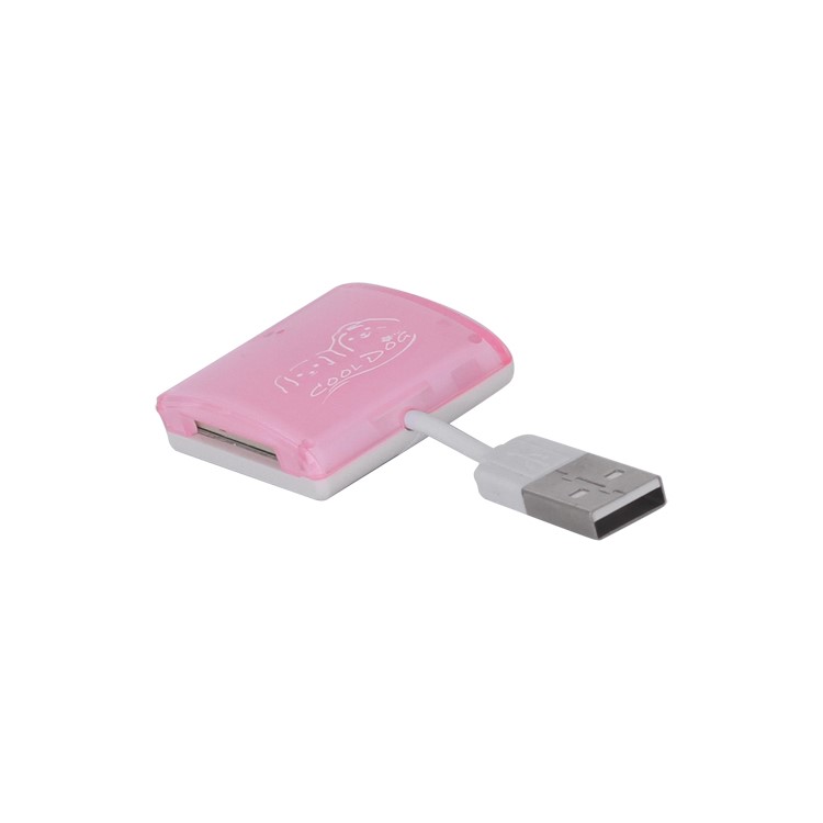 Mini USB Memory Card Reader for SD/SDHC/SDXC MicroSD MS M2 - Pink