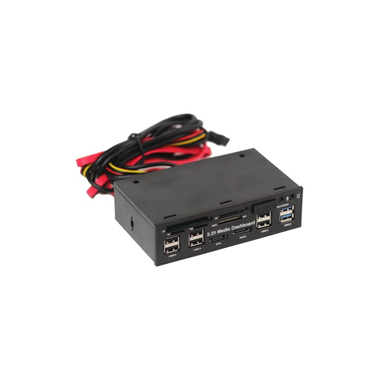 5.25 inch USB 3.0 PC Media Dashboard Front Panel Card Reader HUB SATA eSATA