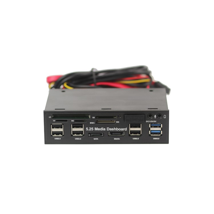 5.25 inch USB 3.0 PC Media Dashboard Front Panel Card Reader HUB SATA eSATA