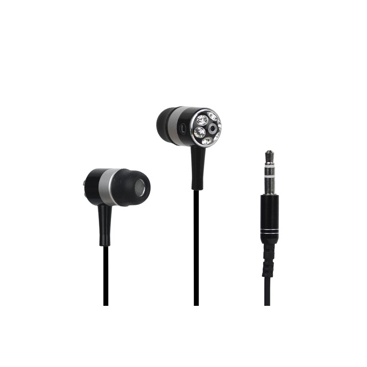 Bling Rhinestone 3.5mm Stereo Earphone Headphone for iPhone iPod MP3 MP4 Player - Black