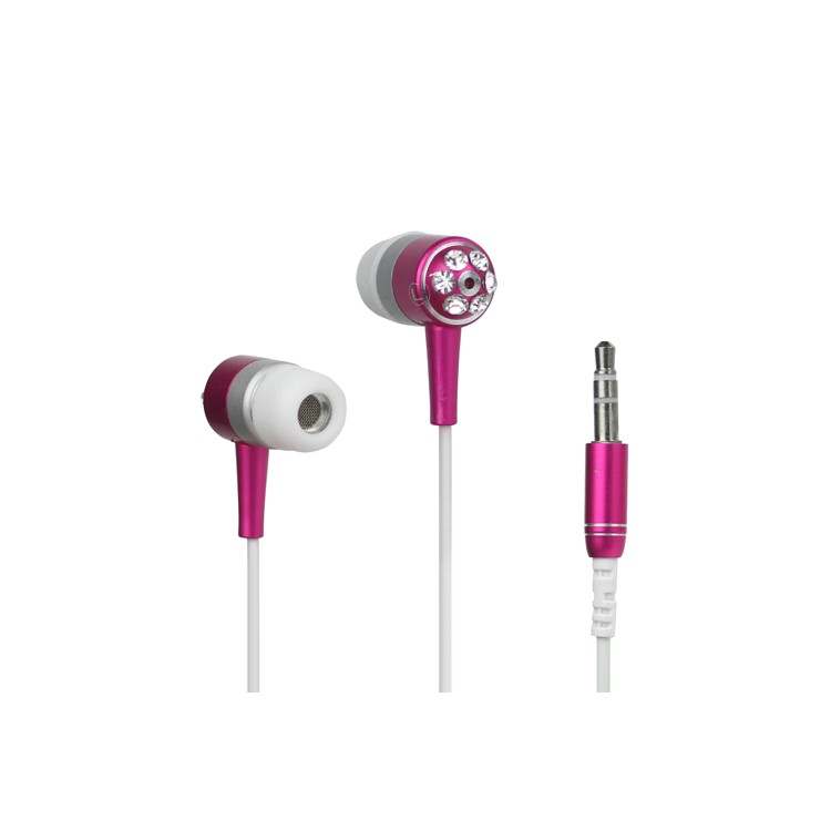 Shining Diamond Stereo Earphone Headset for iPhone iPod MP3 MP4 Player and etc - Rose