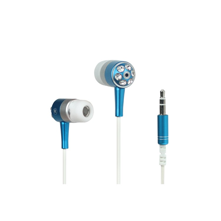 Diamond Stereo Earphone Headset Headphone for iPhone iPod MP3 MP4 Player and etc - Blue