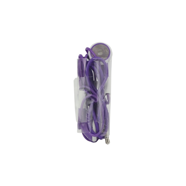 iPhone 4S Stereo Headphones with Volume Control and Mic (Round Earbuds) - Purple