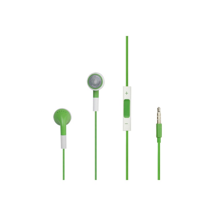 iPhone 4S Stereo Headphones with Mic Volume and Control (Round Earbuds) - Green