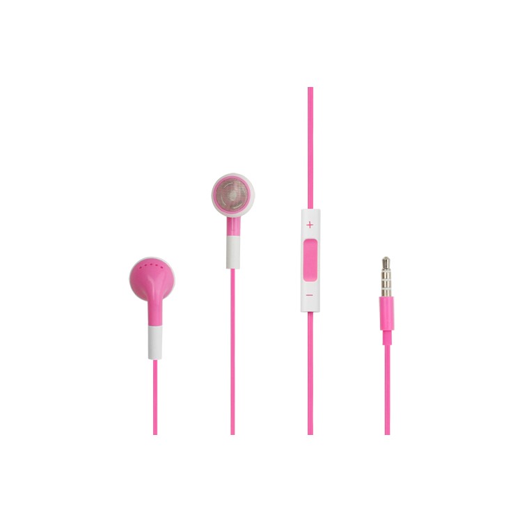 iPhone 4S Stereo Earbuds Headphones with Volume Control and Mic - Pink