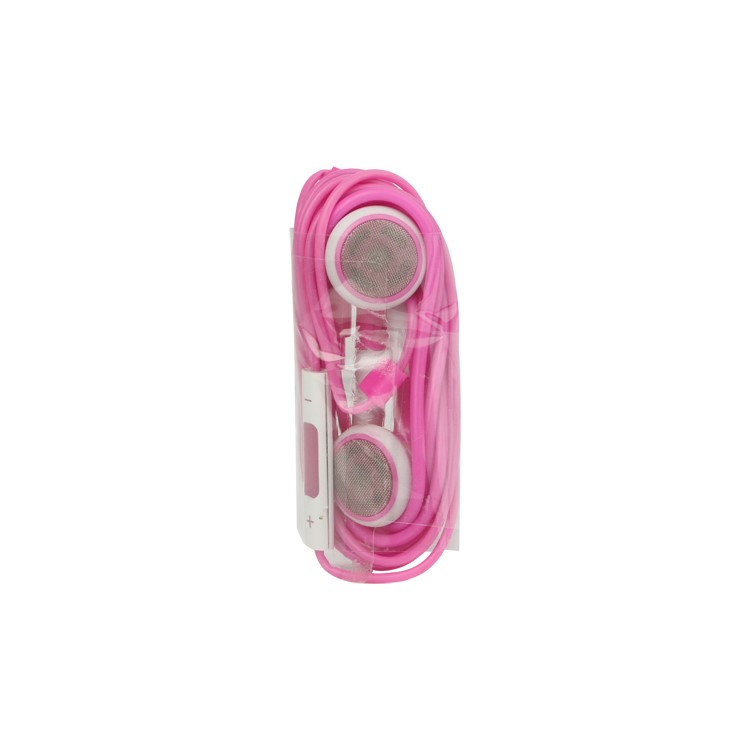 iPhone 4S Stereo Earbuds Headphones with Volume Control and Mic - Pink