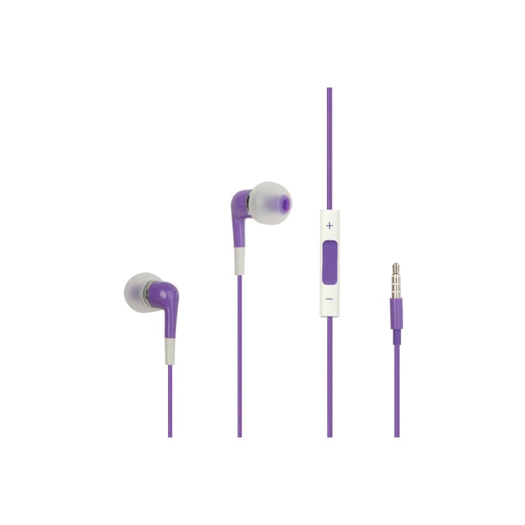 Stereo In-Ear Earphones with Mic and Volume Control for iPhone 4S - Purple