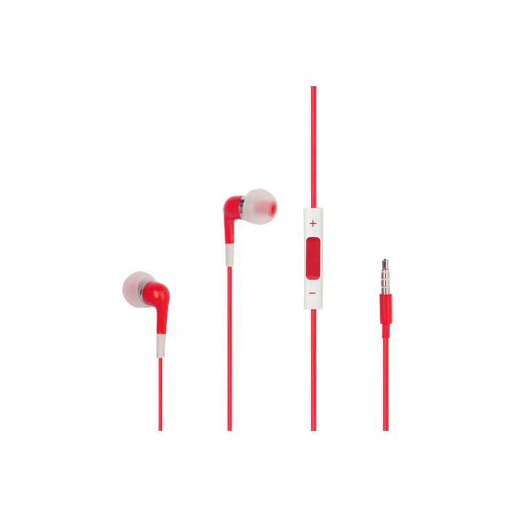 Stereo In-Ear Headphones with Volume Control and Mic for iPhone 4S - Red