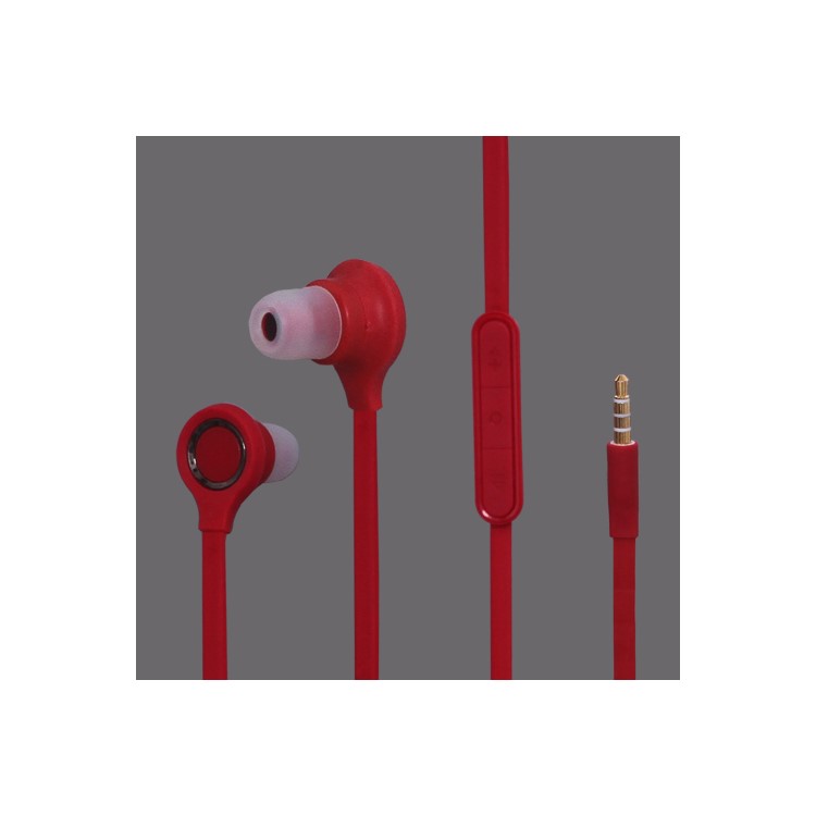 3.5MM Stereo Plug In-Ear Earphone Headphone Headset with Mic ControlTalk for HTC Samsung Series-Red