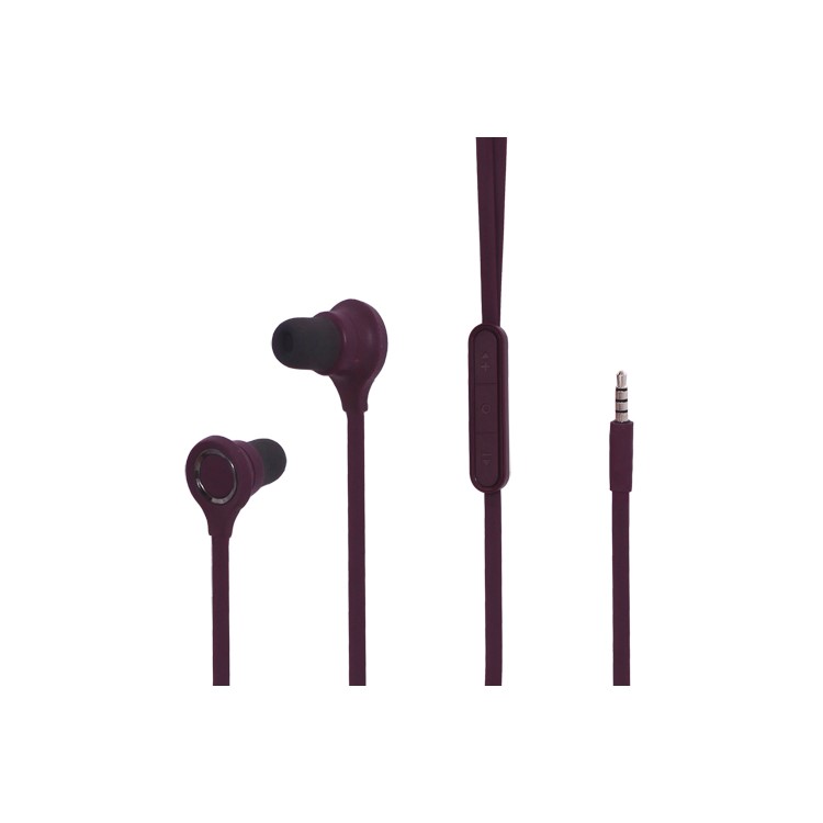 3.5MM Stereo Plug In-Ear Earphone Headphone Headset with Mic ControlTalk for HTC Samsung Series-Dark Purple