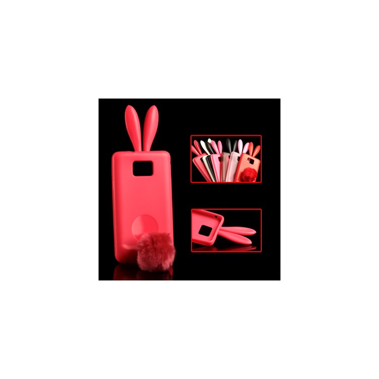 Vivid Rabbit TPU Case with Soft Velvet Mini Holder for Samsung I9100 Galaxy S 2