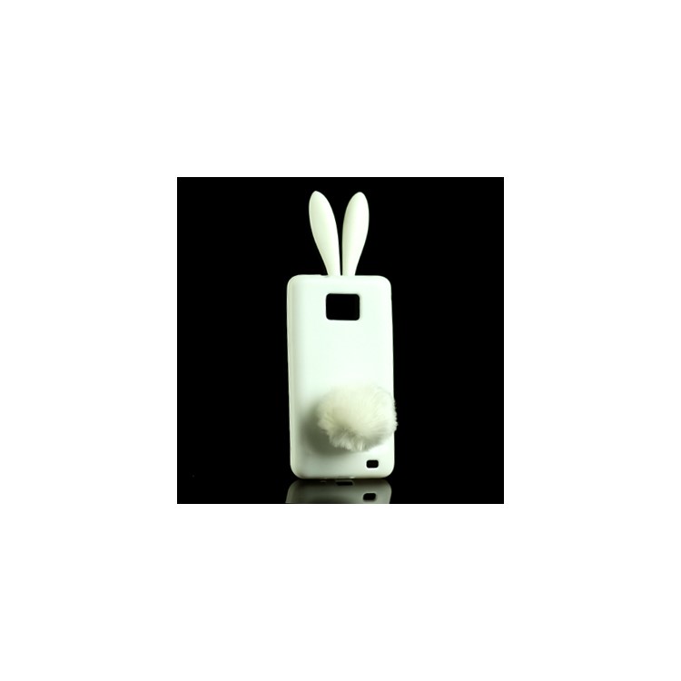 Vivid Rabbit TPU Case with Soft Velvet Mini Holder for Samsung I9100 Galaxy S 2