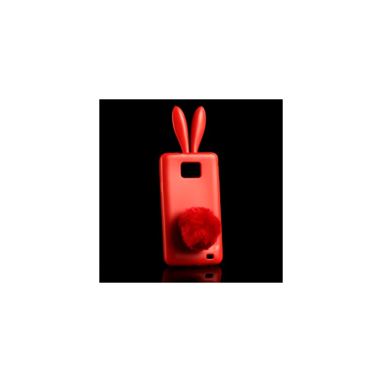Vivid Rabbit TPU Case with Soft Velvet Mini Holder for Samsung I9100 Galaxy S 2