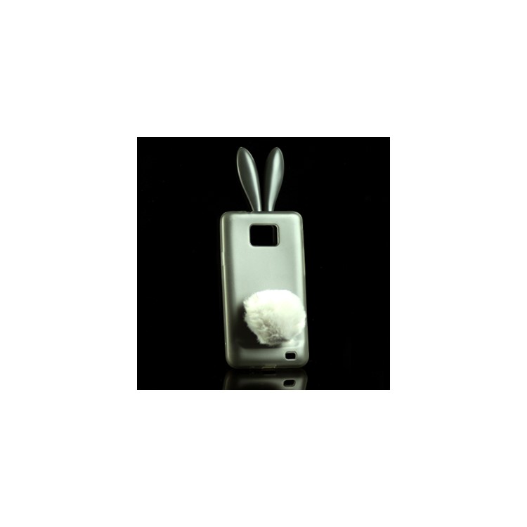 Vivid Rabbit TPU Case with Soft Velvet Mini Holder for Samsung I9100 Galaxy S 2