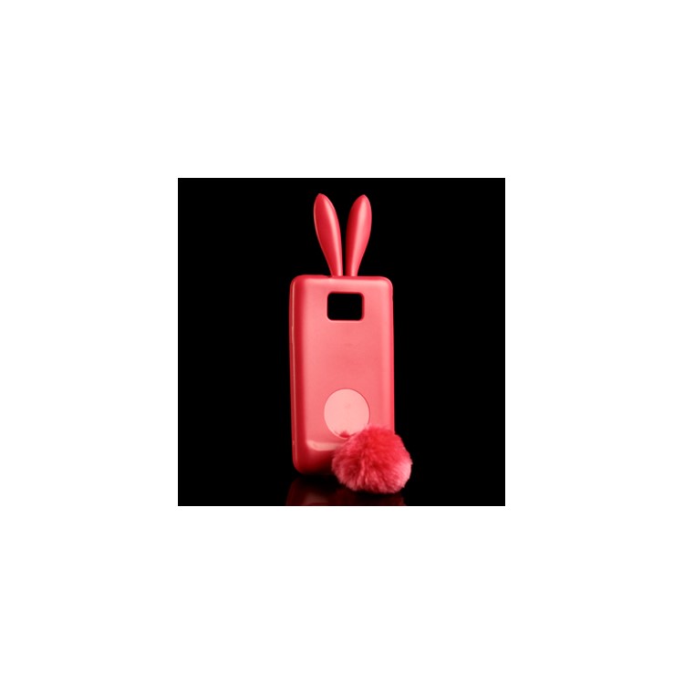 Vivid Rabbit TPU Case with Soft Velvet Mini Holder for Samsung I9100 Galaxy S 2
