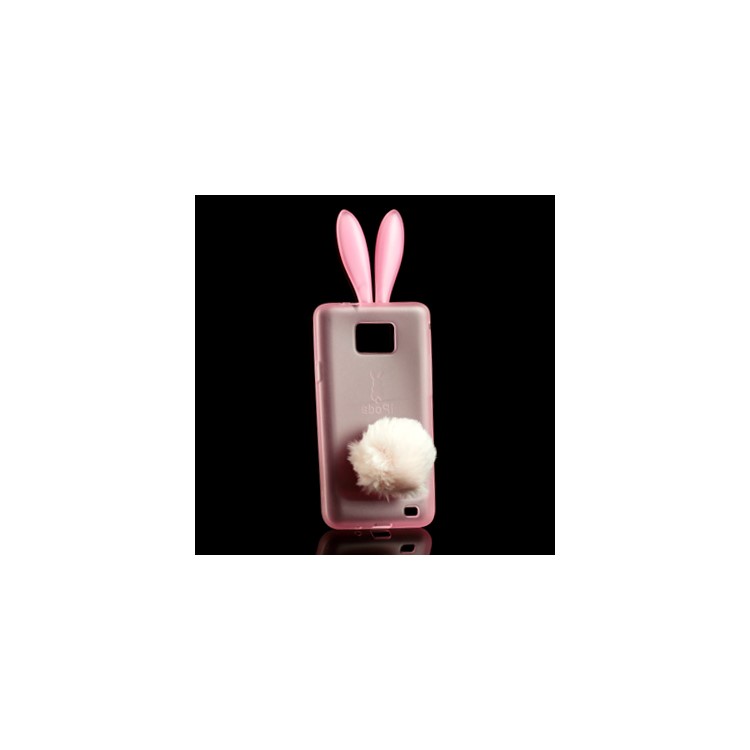 Vivid Rabbit TPU Case with Soft Velvet Mini Holder for Samsung I9100 Galaxy S 2