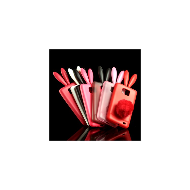 Vivid Rabbit TPU Case with Soft Velvet Mini Holder for Samsung I9100 Galaxy S 2
