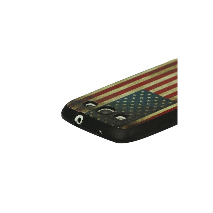 Retro American Flag Samsung Galaxy S 3 / III I9300 Leather Coated TPU Case