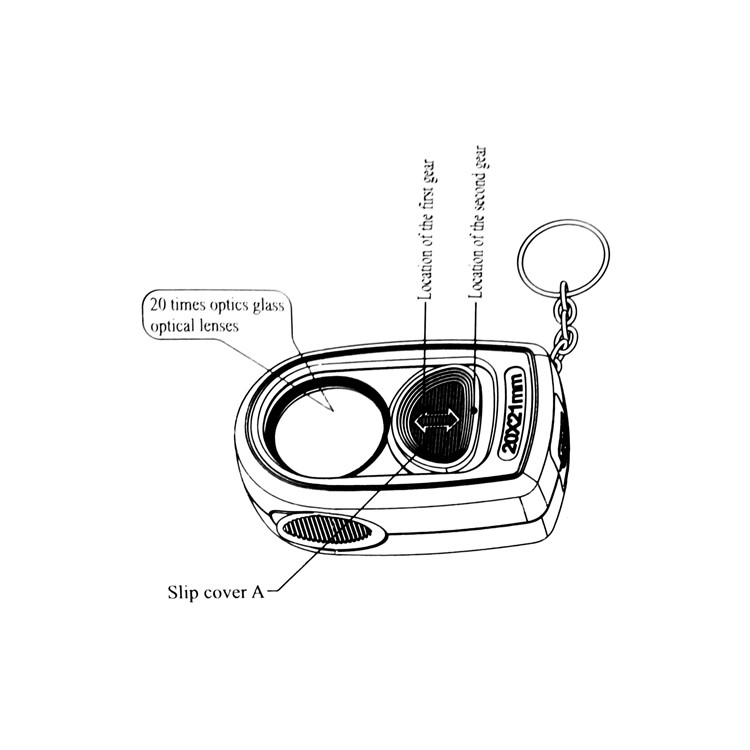 Mini Pocket Slide Switch 20X 21mm Magnifier Loupe with LED Light and Compass