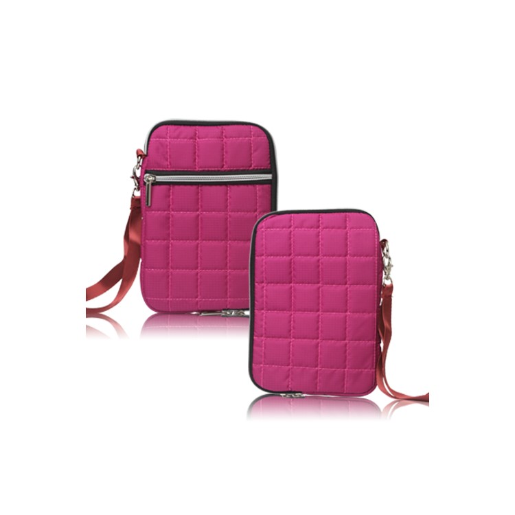 7.8 inch Soft Grid Zipper Carrying Bag Case for Samsung P6800 P6200 Asus Google Nexus 7 - Rose