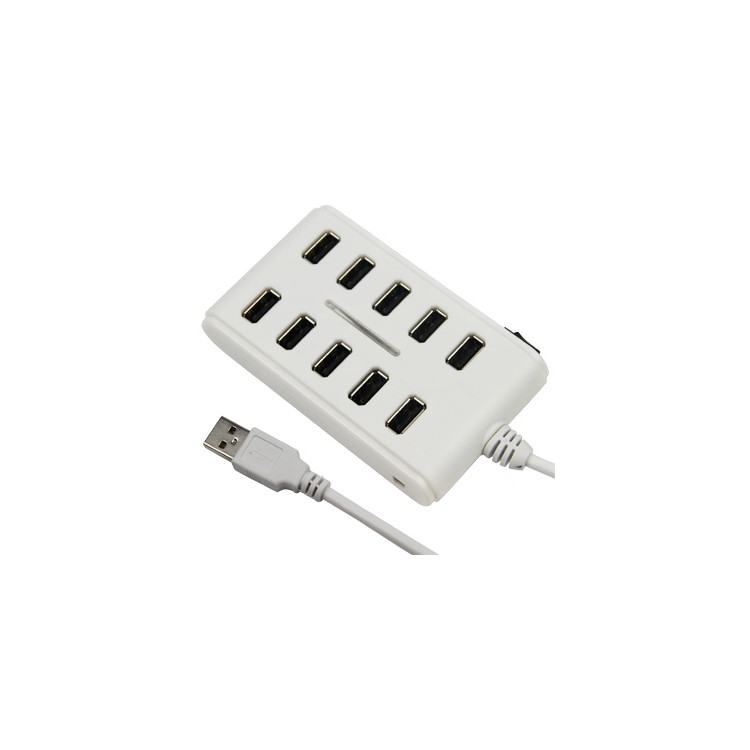 Top-quality 10 Ports High-Speed USB2.0 HUB for PC Laptop AC Adapter