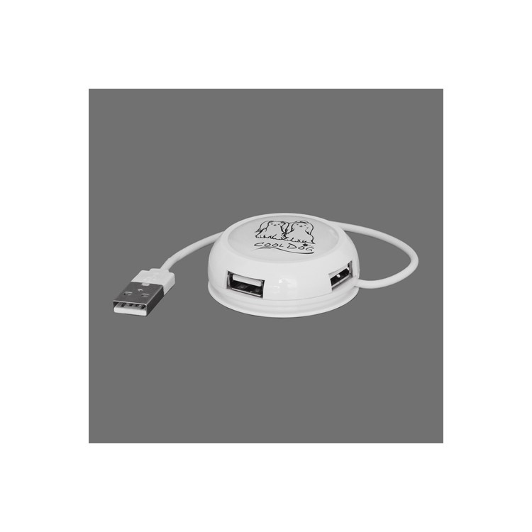 Round High Speed 4-Port USB2.0 USB Hub for PC Laptop - White