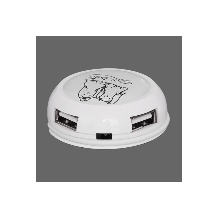 Round High Speed 4-Port USB2.0 USB Hub for PC Laptop - White