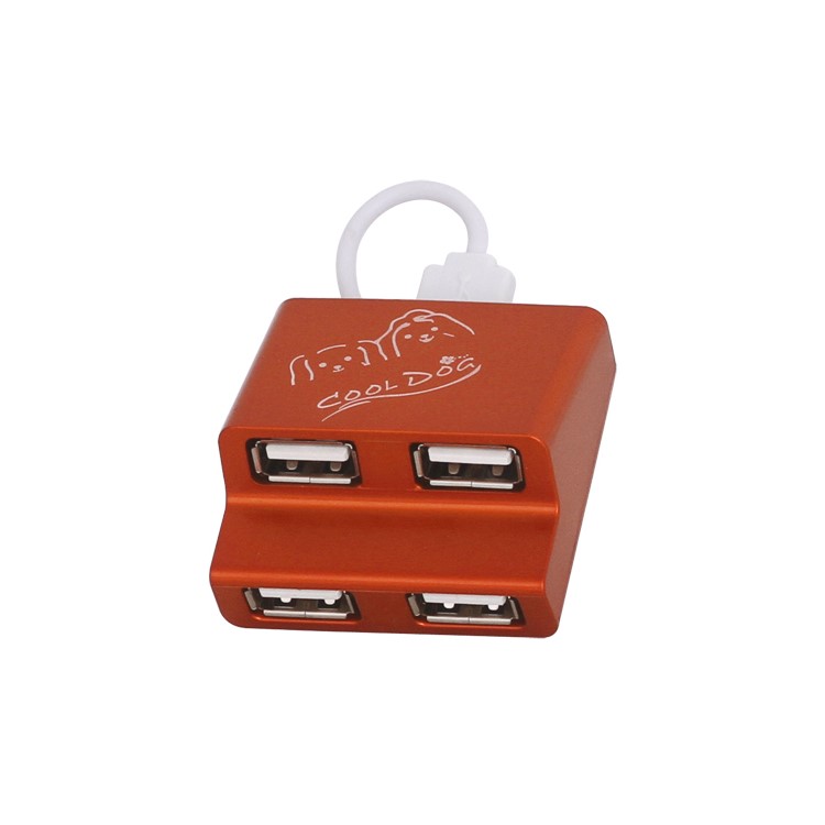 Ladder Style 4-Port USB2.0 USB Hub for PC Laptop - Red Orange