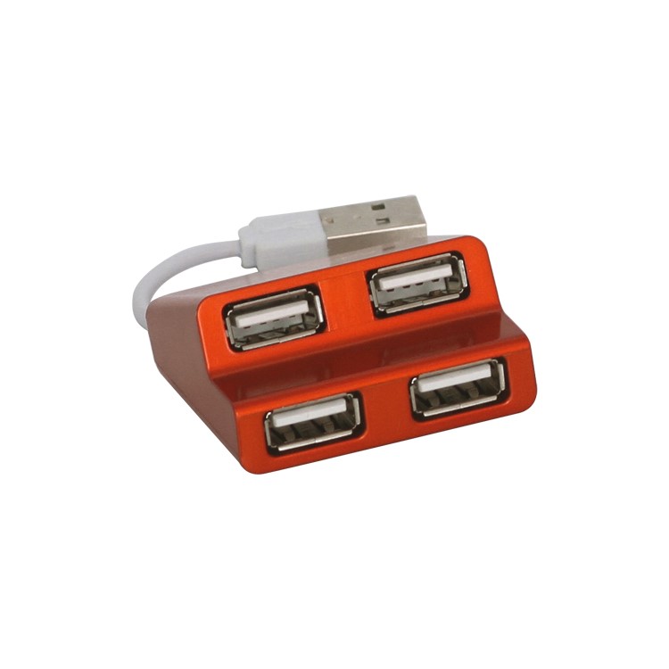 Ladder Style 4-Port USB2.0 USB Hub for PC Laptop - Red Orange