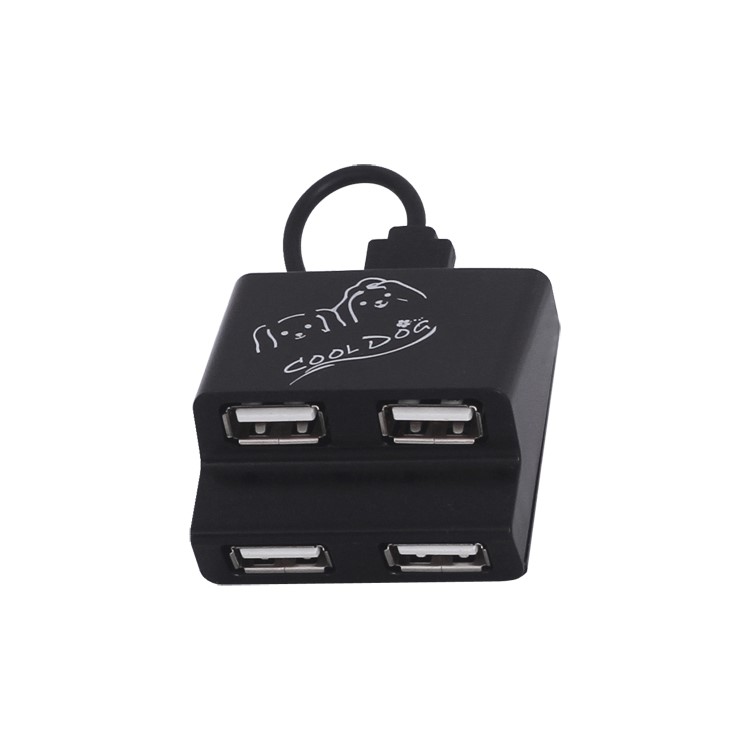 Ladder Style 4-Port USB2.0 USB Hub for PC Laptop - Black