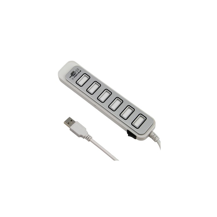 USB 2.0 High Speed 7 Ports Hub Adapter for PC Laptop AC Adapter