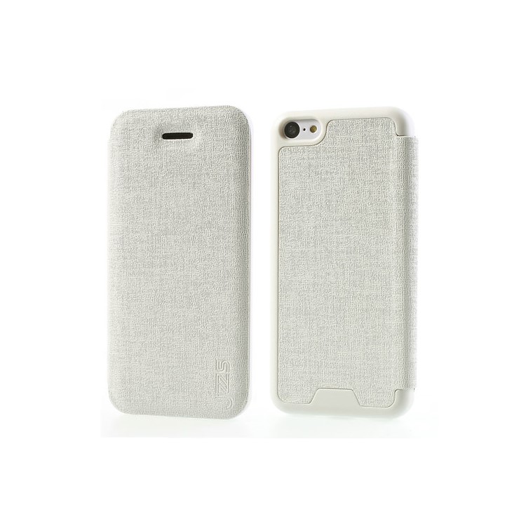 JZZS Oracle Grain Leather Flip Cover for iPhone 5c - White