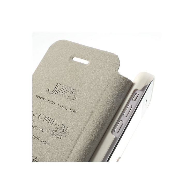 JZZS Oracle Grain Leather Flip Cover for iPhone 5c - White