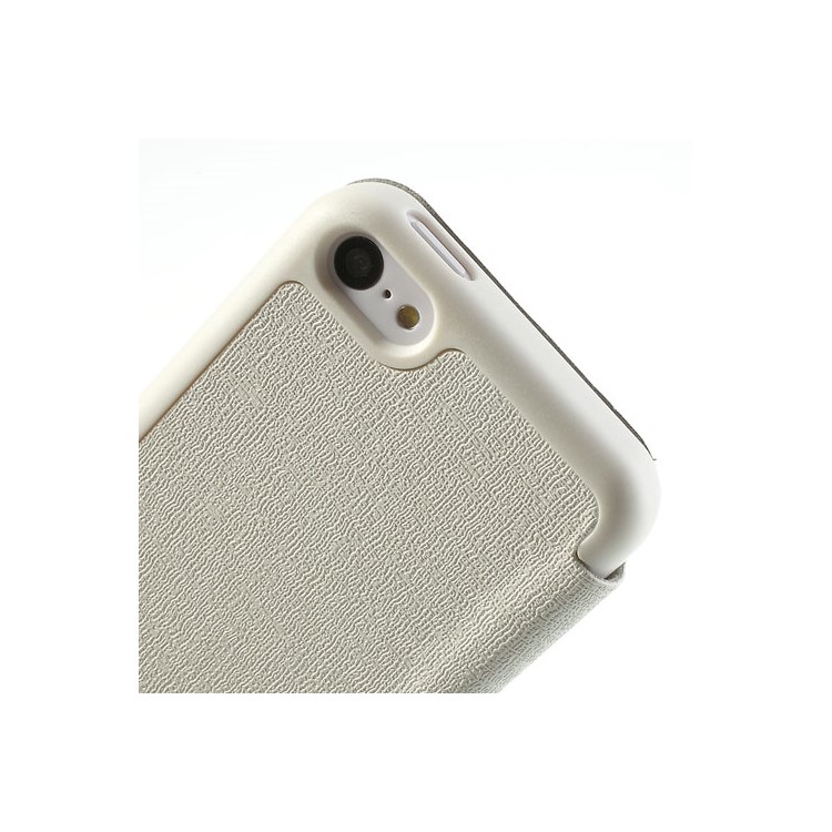JZZS Oracle Grain Leather Flip Cover for iPhone 5c - White